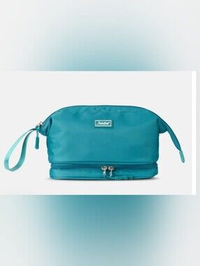 The Foldie Teal Toiletry  Bag with Zip Organizer